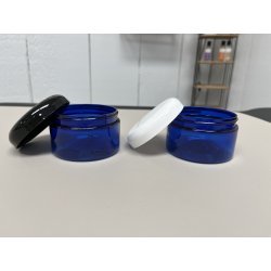 4 oz (120ml) blue plastic empty jar  Shop by category - Massage Boutik Products
